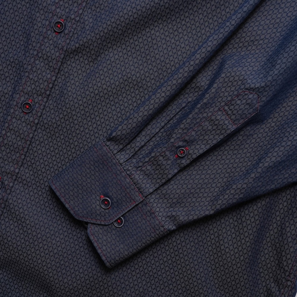 Bugatchi Button Up Mens XL Blue Geometric Long Sleeve Classic Fit Shirt - Picture 6 of 16